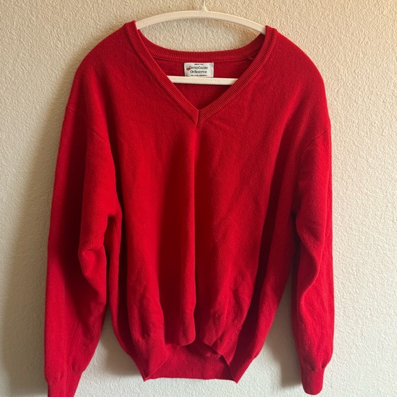 Vintage Sweaters - United Colors Of Benetton Scarlet V-Neck Cozy Sweater Winter Valentine's day